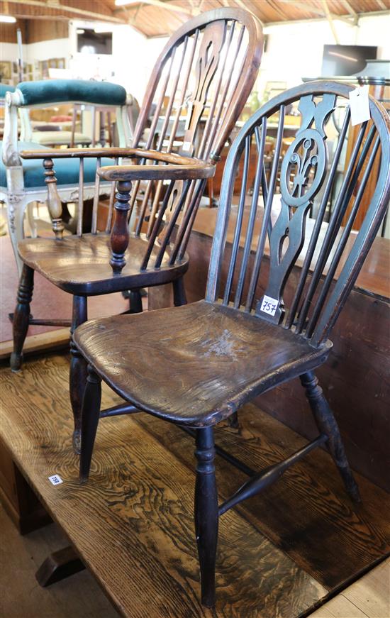 19th century Windsor armchair and another similar chair